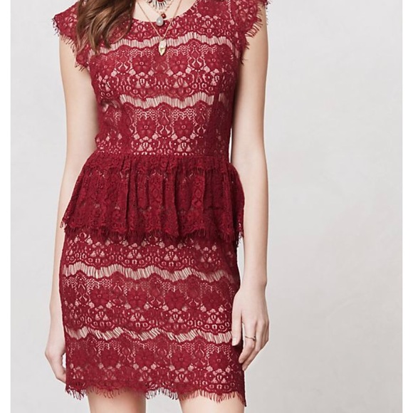 Anthropologie Dresses & Skirts - Wine colored holiday dress!